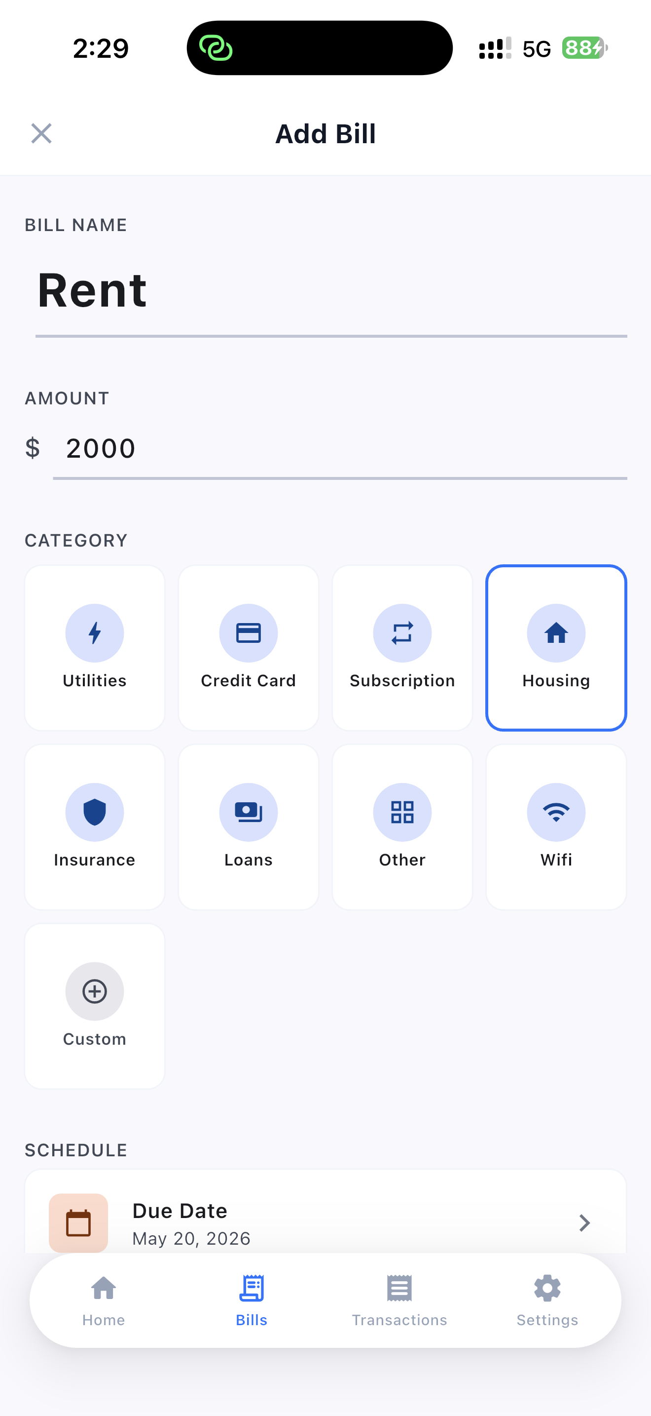 Add bill flow